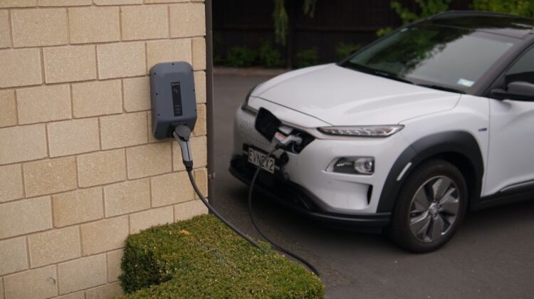 electric car charging outside